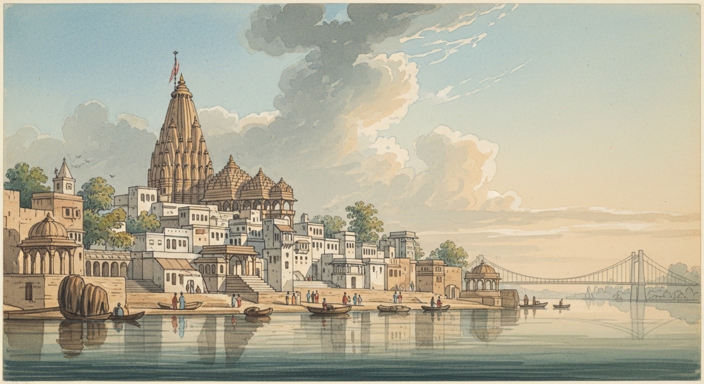 sacred dwarika skyline historical painting of dwarka kingdom of lord krishna