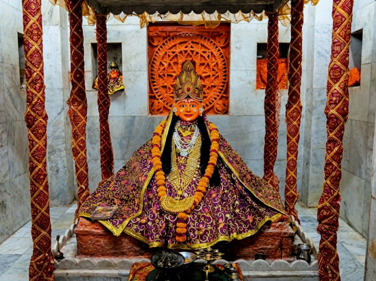 Goddess Bhadrakali Mata in Dwarka, Gujarat, traditionally associated with Shaktipeeth worship.